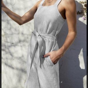 Linen square neck jumpsuit